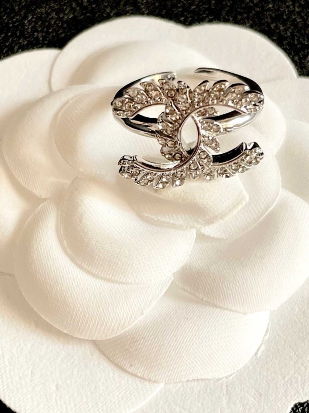 CHANEL Adjustable Open CC Logo Ring - Picture 2 of 5